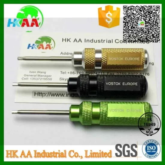 OEM precision screw driver, knurled body anodized mini hex head screw driver