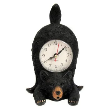 Decorative Clock with Polyresin Black Bear, Available in 6 Inches Sizes