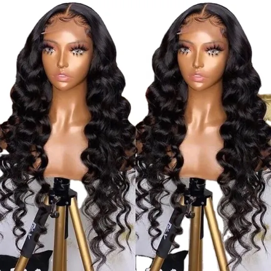 Transparent Cuticle Aligend Pre Plucked Lace Frontal 13x4 Human Hair Natural Color Wig 100% Virgin Hair Loose Deep Lace Wig .