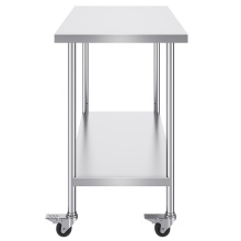 stainless steel table heavy duty Two Layer Stainless Steel With Backplash Work Table Supplier