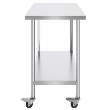 stainless steel table heavy duty Two Layer Stainless Steel With Backplash Work Table Supplier