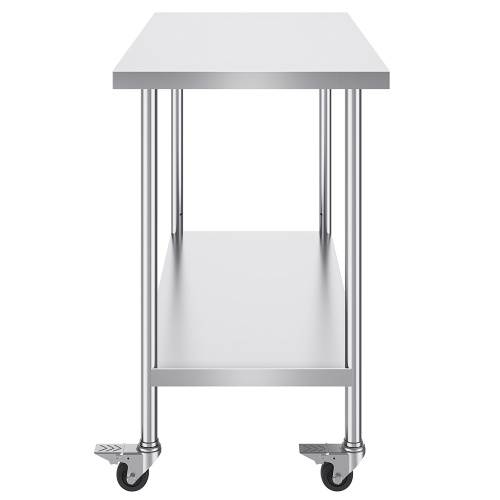 stainless steel table heavy duty Two Layer Stainless Steel With Backplash Work Table Supplier