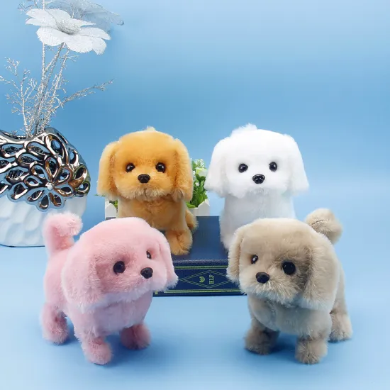 Children's electric toy dog electric plush toy dog can bark and walk baby teddy bear puppy toy soft plush fabric battery puppy