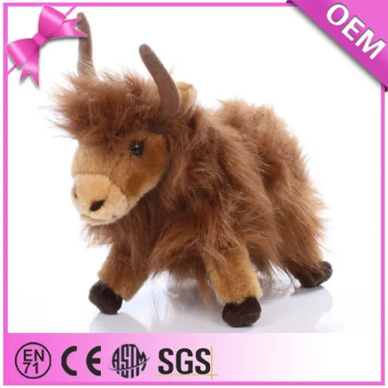 High quality yellow fluffy stuffed animal wholesale highland cow soft toy