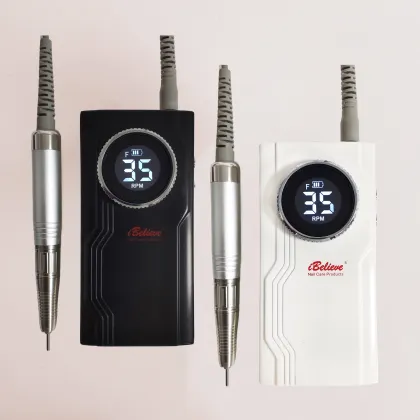 iBelieve 80W Brushless Electric Nail File Drill Machine - Professional Black Cordless Rechargeable Nail Drill