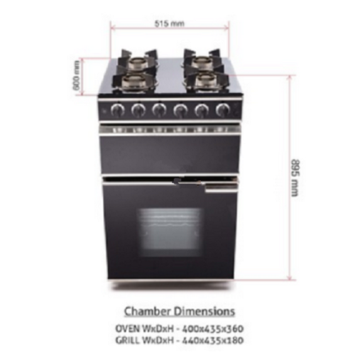 4 Burner Glass Gas Cooking Range Oven