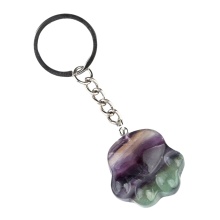 Fluorite Cat Claw Keychain Handmade Craved Animal Palm Pendant Key Accessories