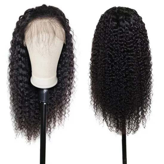 Wholesale Fashionable 180 Density 13*4" water Wave 100% Brazilian Virgin Black Wig HD transparent lace front wigs human hair wig