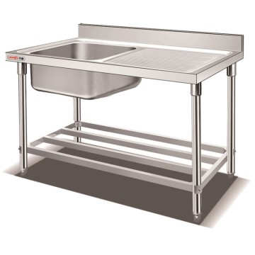 Stainless Steel Restaurant Kitchen Furniture with Splashback & Base Shelf in Australia China Factory