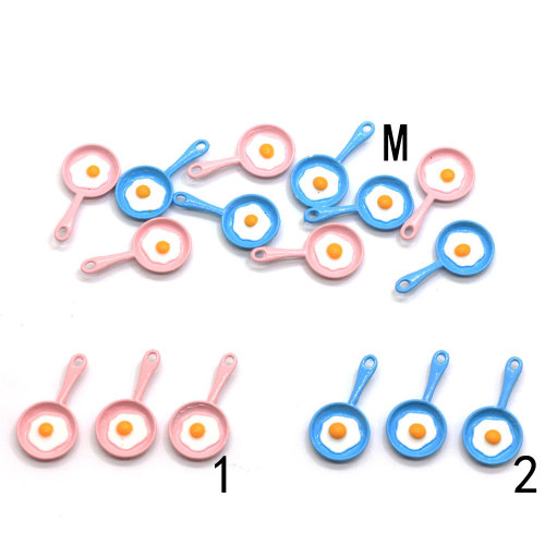 Νέο χαριτωμένο μπλε ροζ τηγανητό αυγό κατσαρόλα 100τεμ μίνι κοσμήματα χάντρα χαριτωμένο για μπρελόκ κολιέ τηλέφωνο θήκη μενταγιόν