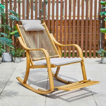 Outdoor Rattan Furniture Set with Rocking Chair for Patio Garden