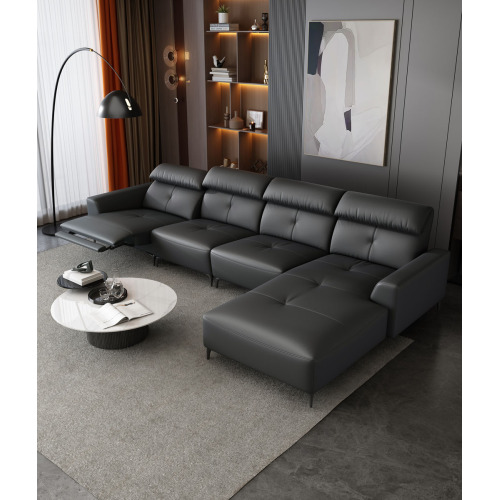 L-образный диван для отдыха с пуфиком