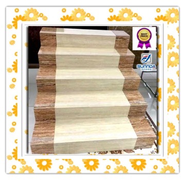 marble glazed finish stair tiles,ceramic anti slip stepping stairs flooring tiles