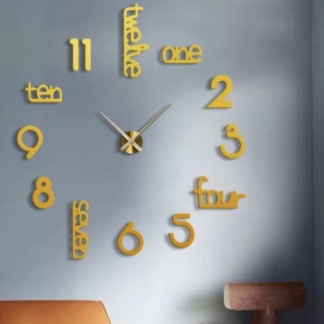 Moderno orologio da parete 3D moderno con adesivi a specchio per arredamento per la casa e l'ufficio