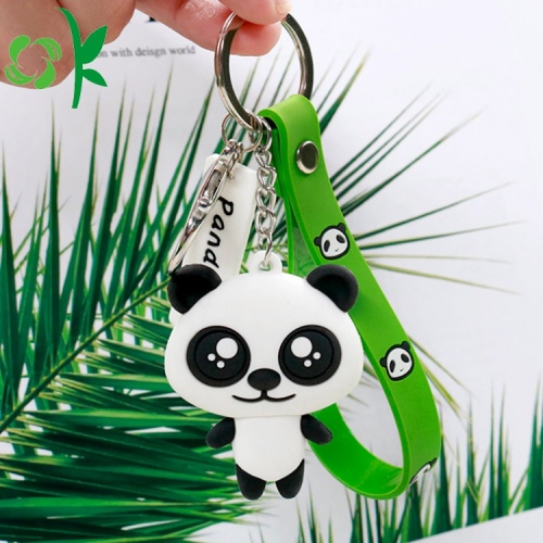 Customizd 3D Panda silikon Soft PVC Metal Keychain