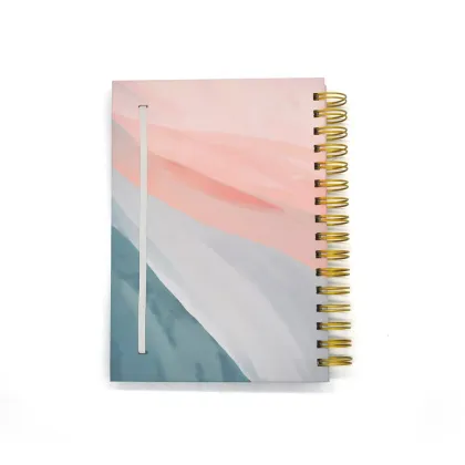 Golden Foil Spiral Wire Ring Hardcover Diary Journal Notebook Planner