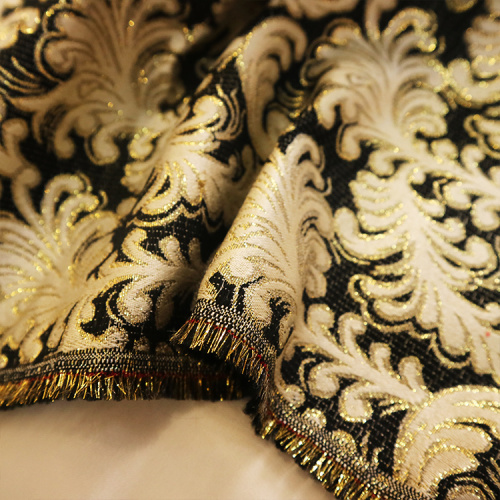 Tissu rideau Jacquard en gros à la fleur d&#39;encre d&#39;or