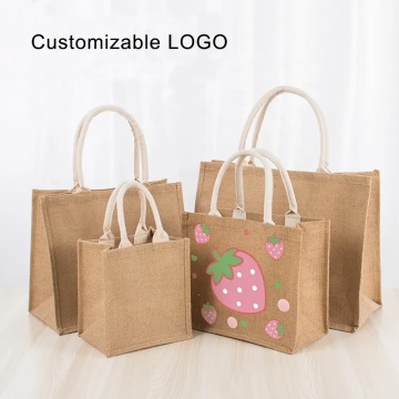 Membeli -belah jut tote tote custom burlap eco boleh diguna semula