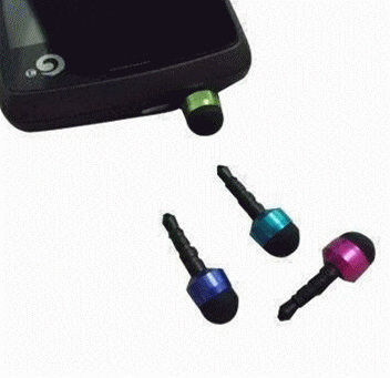 Stylish Plug Earphone Jack Cap Mini Capacitive Touchscreen Stylus For Smartphone