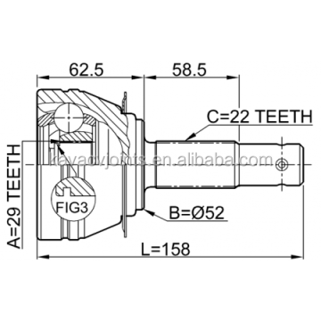 Korea Car DW-006 Outer CV Joint 29X52X22