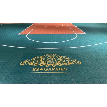 Modular interlock flat tiles for basketball volleyball court