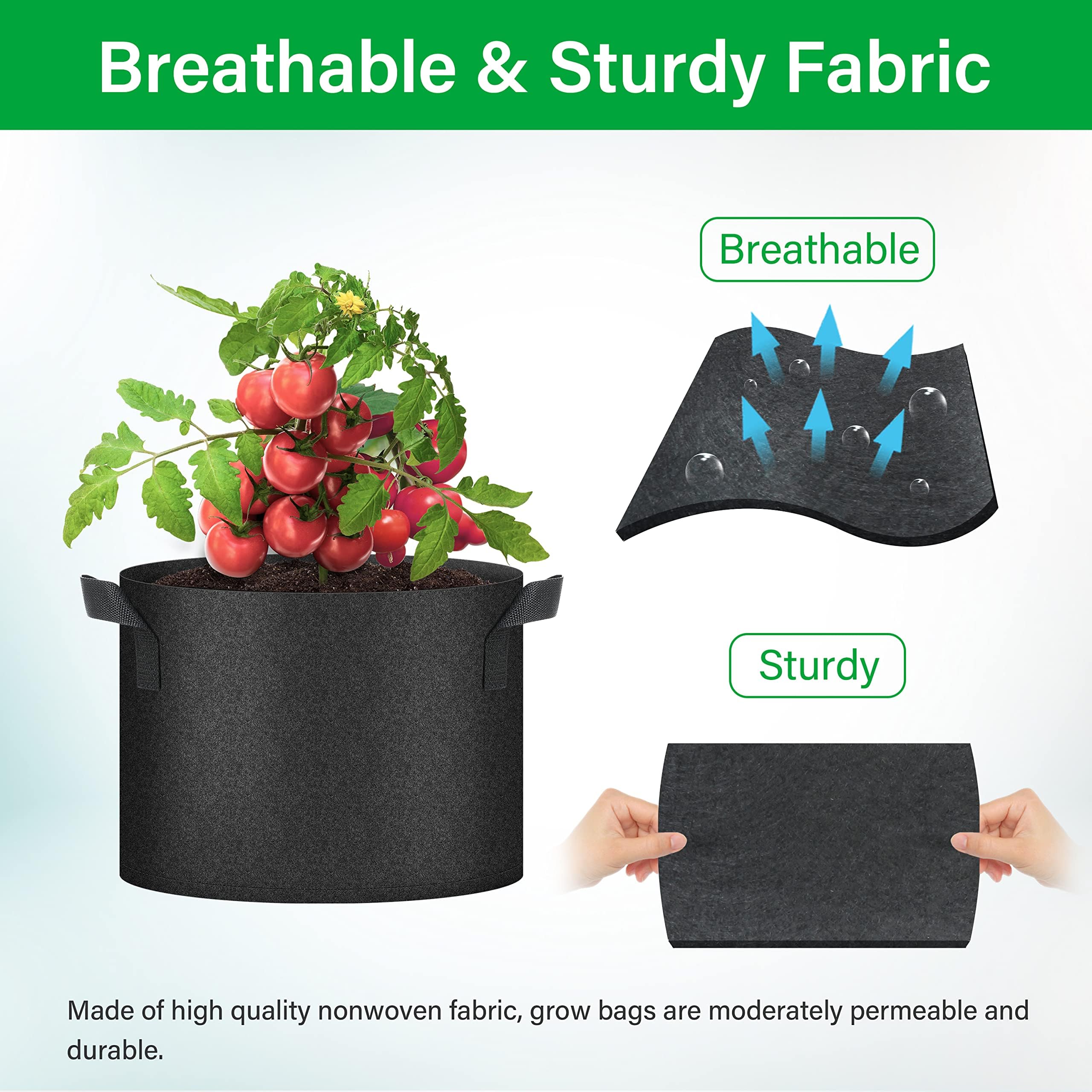 Plant Pots with Handles Breathable Gardening Planter