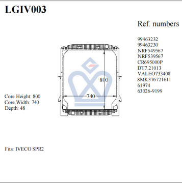 Iveco Truck Radiator 99463232 99463230