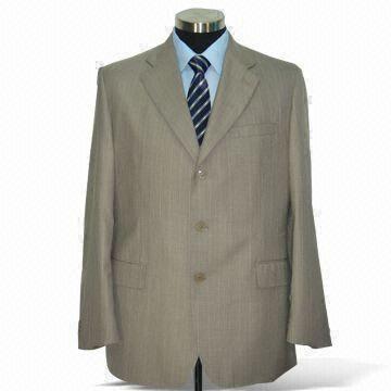 Men's British Style Suit with Single Breasted and Three Buttons, Made of Polyester/Rayon