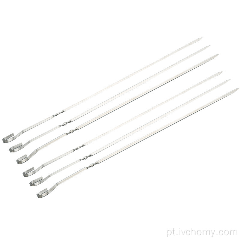 304 aço inoxidável reverso BBQ Grill Skewers