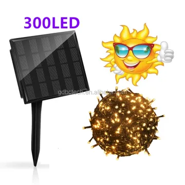 Warm White And Green Holiday Decorative 30m 300 Led Fairy Christmas Solar Powered String Lights