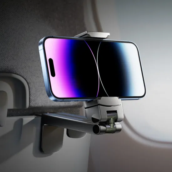 Portable Airplane Phone Stand Clamp - Adjustable Foldable Travel Cell Phone Holder