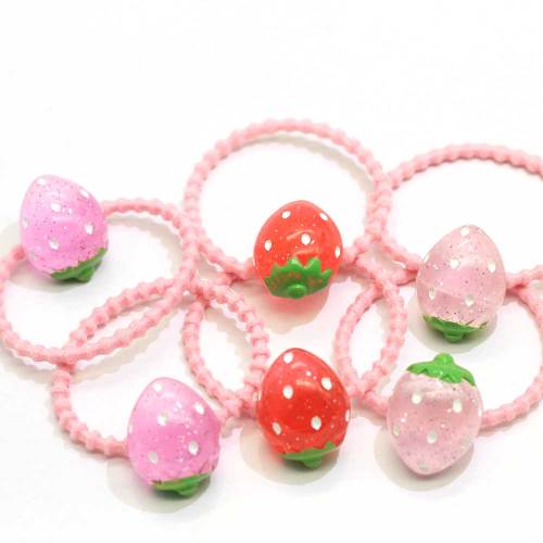 Vente en gros Femmes Filles Résine Fruits Fraise Accessoires De Cheveux Élastiques Cheveux Cravates Porte-Queues De Cheval Élastiques Bandes De Cheveux Accessoires