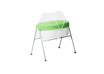 Oval baby cradle with metal stander