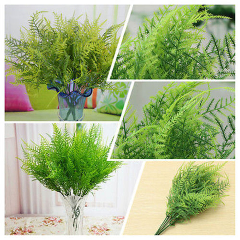 Fake Plants 7 Stems Artificial Asparagus Fern Grass Bushes Flower Home Office Deor Decorative Plant Plastic Green Plants