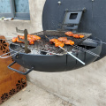 Black wall mounted corten steel bbq grills