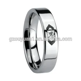 6MM Trendy Laser Silver Man Ring Jewelry Tungsten Carbide Ring Zircon Diamond Engagement Ring Customized
