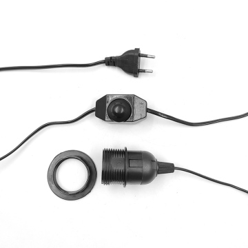 EU Round Plug 301 Switch E27 E14 Lamp Holder Wire for Himalayan Salt Lamp - Black/White, 1.8m, 220V