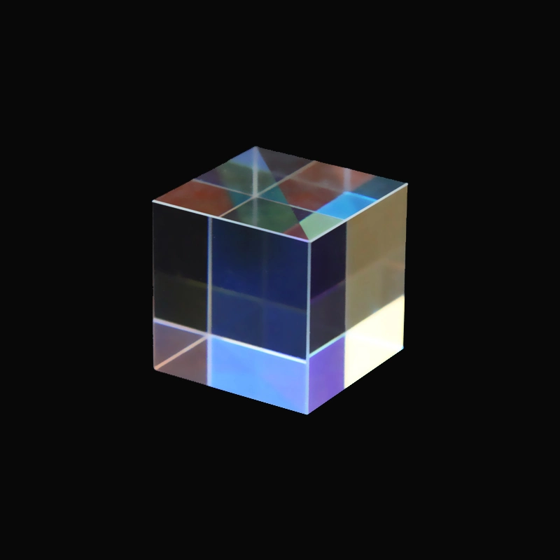 Decorated Colored Glass Cube Optical Prism