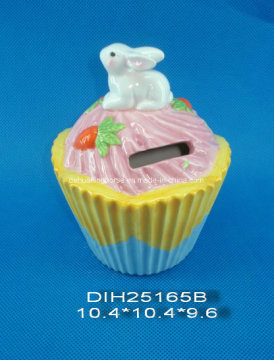 Hand-Painted Ceramic Cake Coin Bank