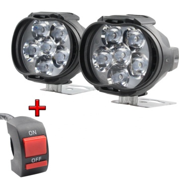2Pcs 6500K White Bright 6 LED Fog Lamp 1200LM Motorbike Headlight Spot Light With Switch