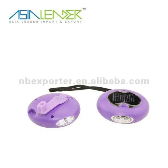 Round Shape Dynamo Solar Flashlight with Rechargeabel battery