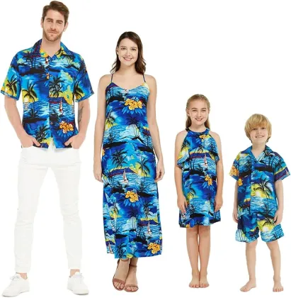 Matchable Family Hawaiian Men Women Girl Boy Clothes
