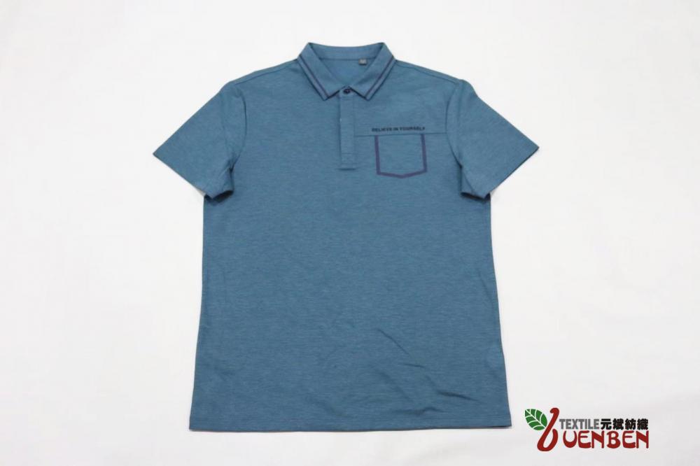 Polo masculino melange slub com colarinho de tecido próprio