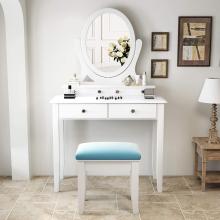 Bedroom Makeup Dressing Table with Rotating Oval Mirror