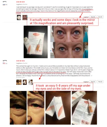 Pure Organic Dark Eye Under Repair Cream: Anti-Wrinkle, Eye Bags Removal, Brightening & Firming Retinol Eye Cream