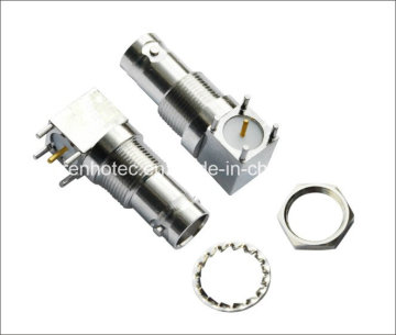 R/a DIP Type Metal Body BNC Female PCB Mounting Connector