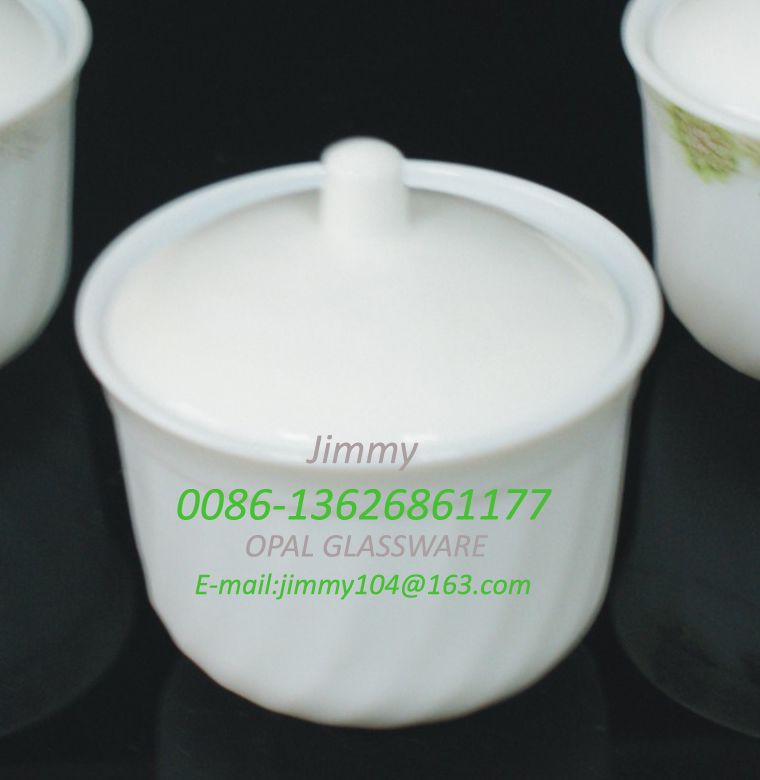 White Jade Glass Sugar Pot