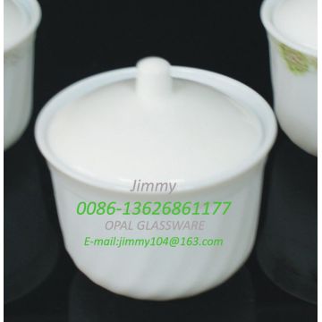 White Jade Glass Sugar Pot