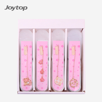 Ownday Custom Sakura Flower Rose Gold Metal Enamel Chain Pendant Bookmark
