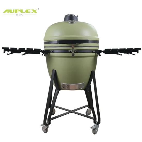 Auplex Ceramic Charcoal Smoker BBQ: Green Kamado Egg Grill for Outdoor Use